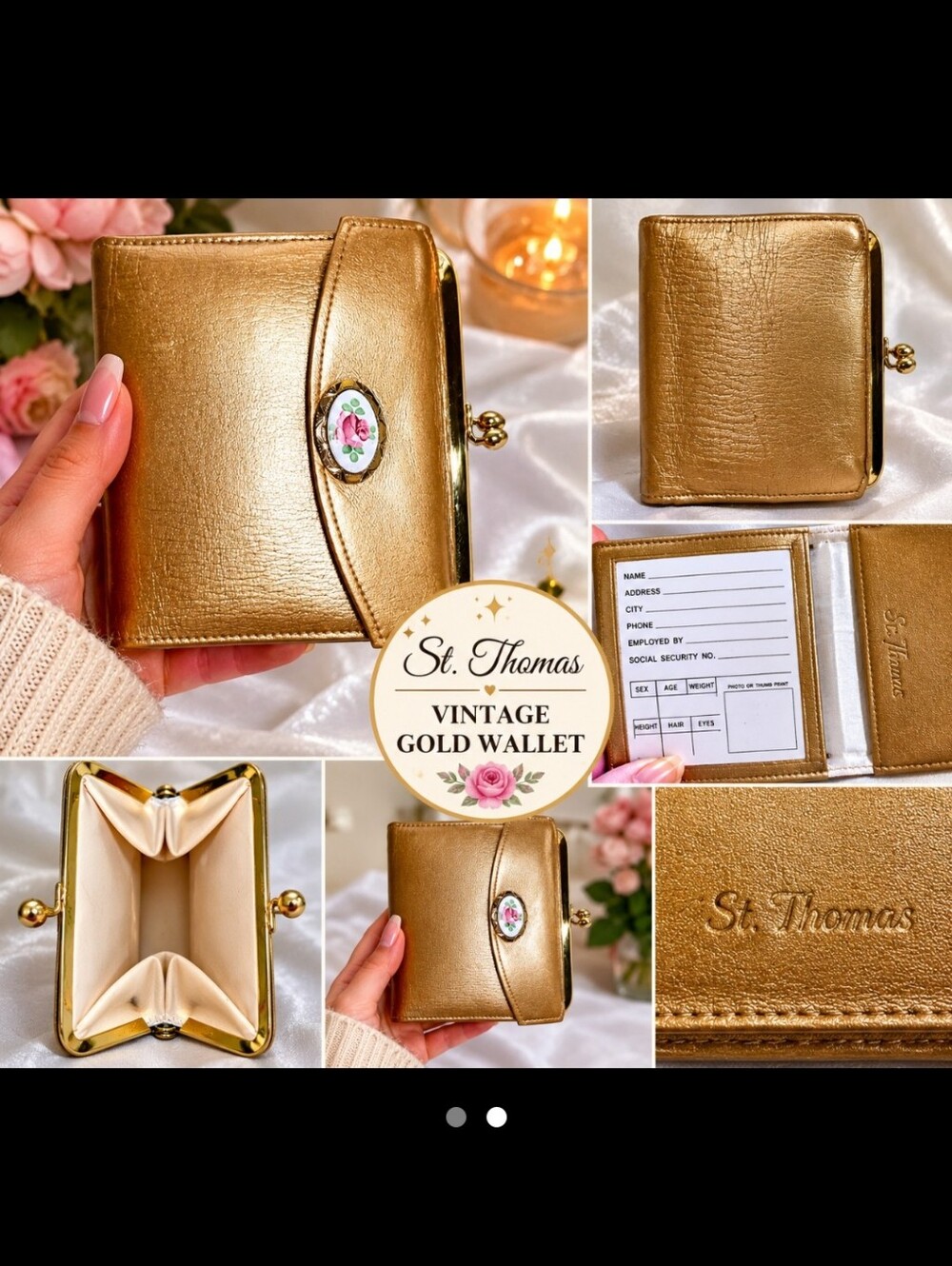 St Thomas Vintage Gold Wallet 1950s